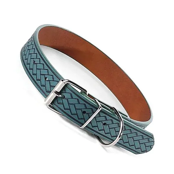 Kasen Herringbone Dark Teal Green Dog Collar Large Gift Packaged - Picture 5 of 10